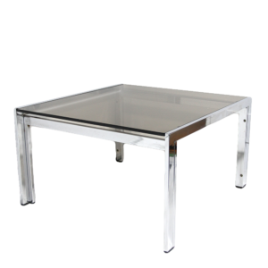 Chrome square glass table