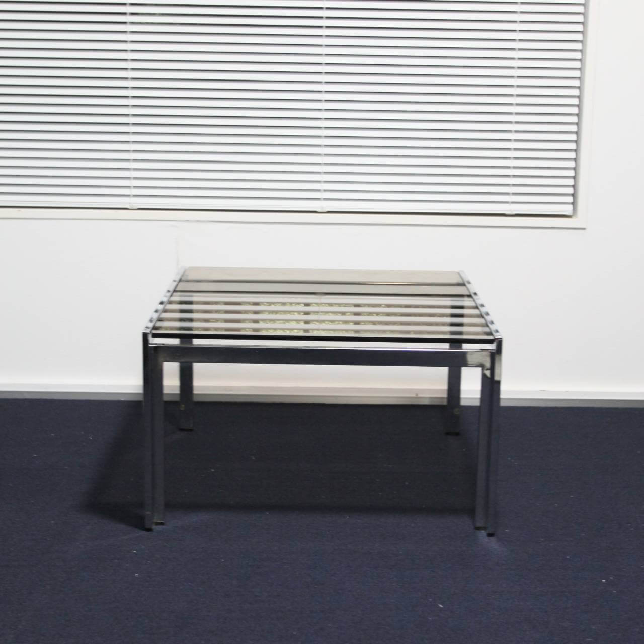 Chrome square glass table - 画像 (3)