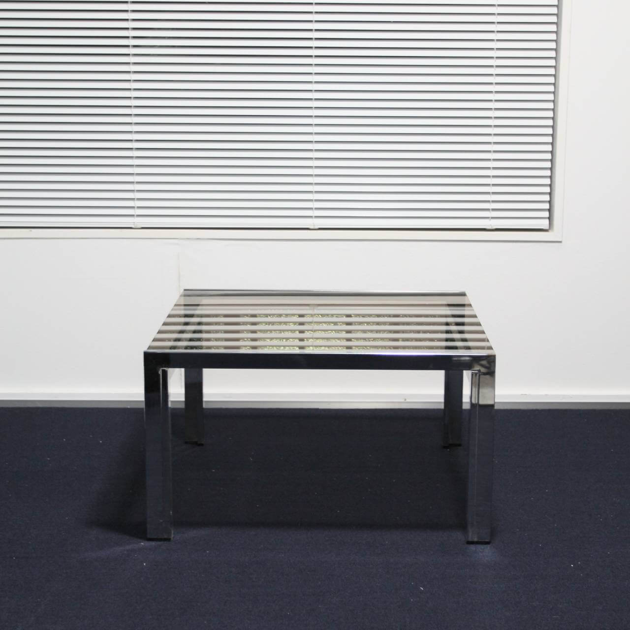 Chrome square glass table - 画像 (2)